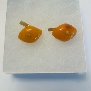 Cuff Links Russian Egg Yolk Butterscotch Amber Vintage